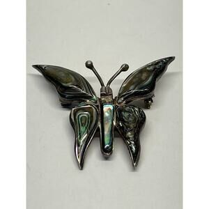 Vintage EGC Mexico Sterling Silver Abalone Inlay Butterfly Moth Brooch
